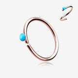 Rose Gold Turquoise Bead Top Bendable Steel Nose Hoop-Turquoise