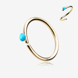 Golden Turquoise Bead Top Bendable Hoop Ring