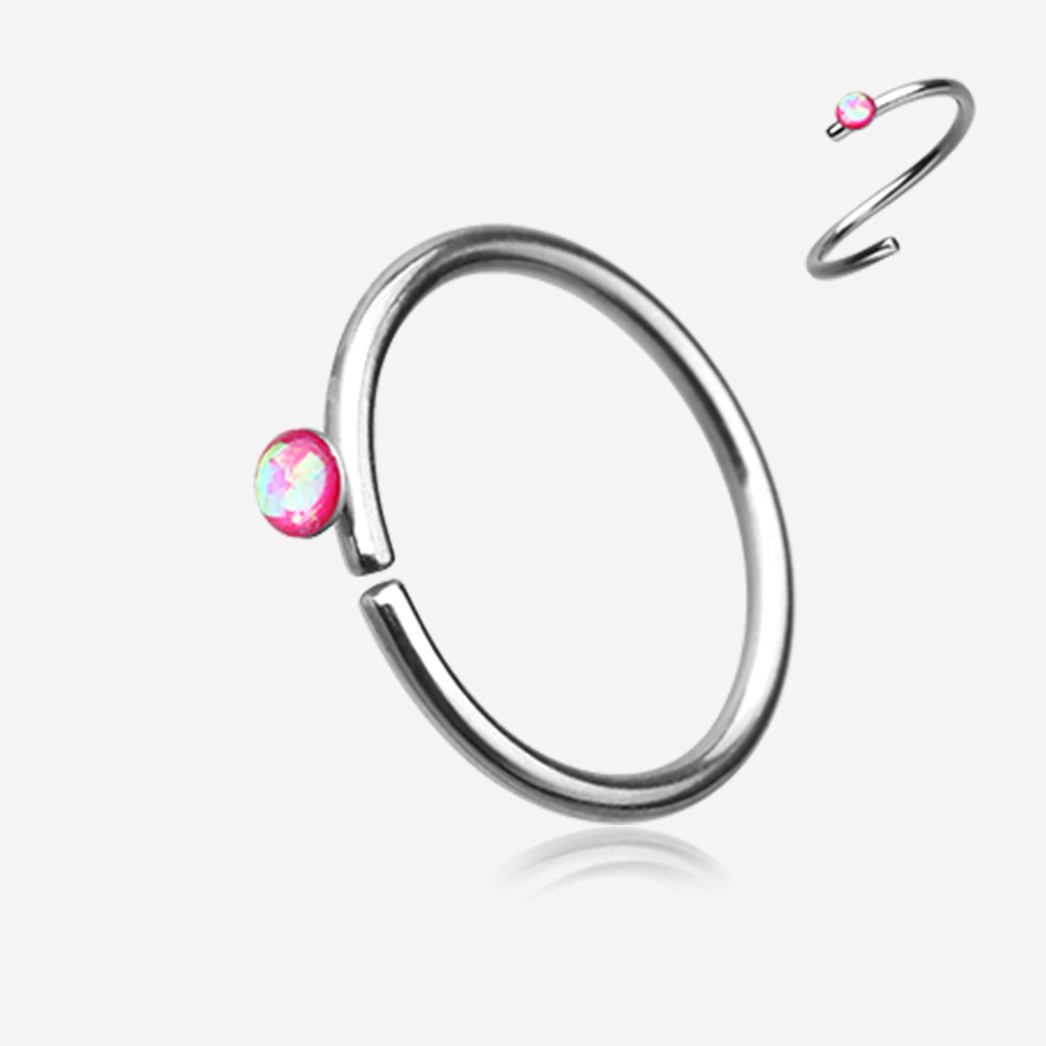 Opal Sparkle Bendable Steel Nose Hoop-Pink