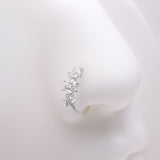 Detail View 1 of Brilliant Blooming Flower Multi-Gem Bendable Hoop Ring-Clear Gem