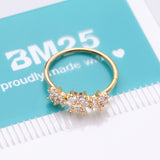 Detail View 4 of Golden Brilliant Blooming Flower Multi-Gem Bendable Hoop Ring-Clear Gem