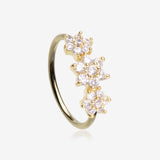 Golden Brilliant Blooming Flower Multi-Gem Bendable Hoop Ring