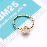 Detail View 3 of Golden Sparkle Crescent Moon and Star Bendable Hoop Ring-Clear Gem