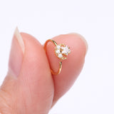 Detail View 2 of Golden Sparkle Crescent Moon and Star Bendable Hoop Ring-Clear Gem