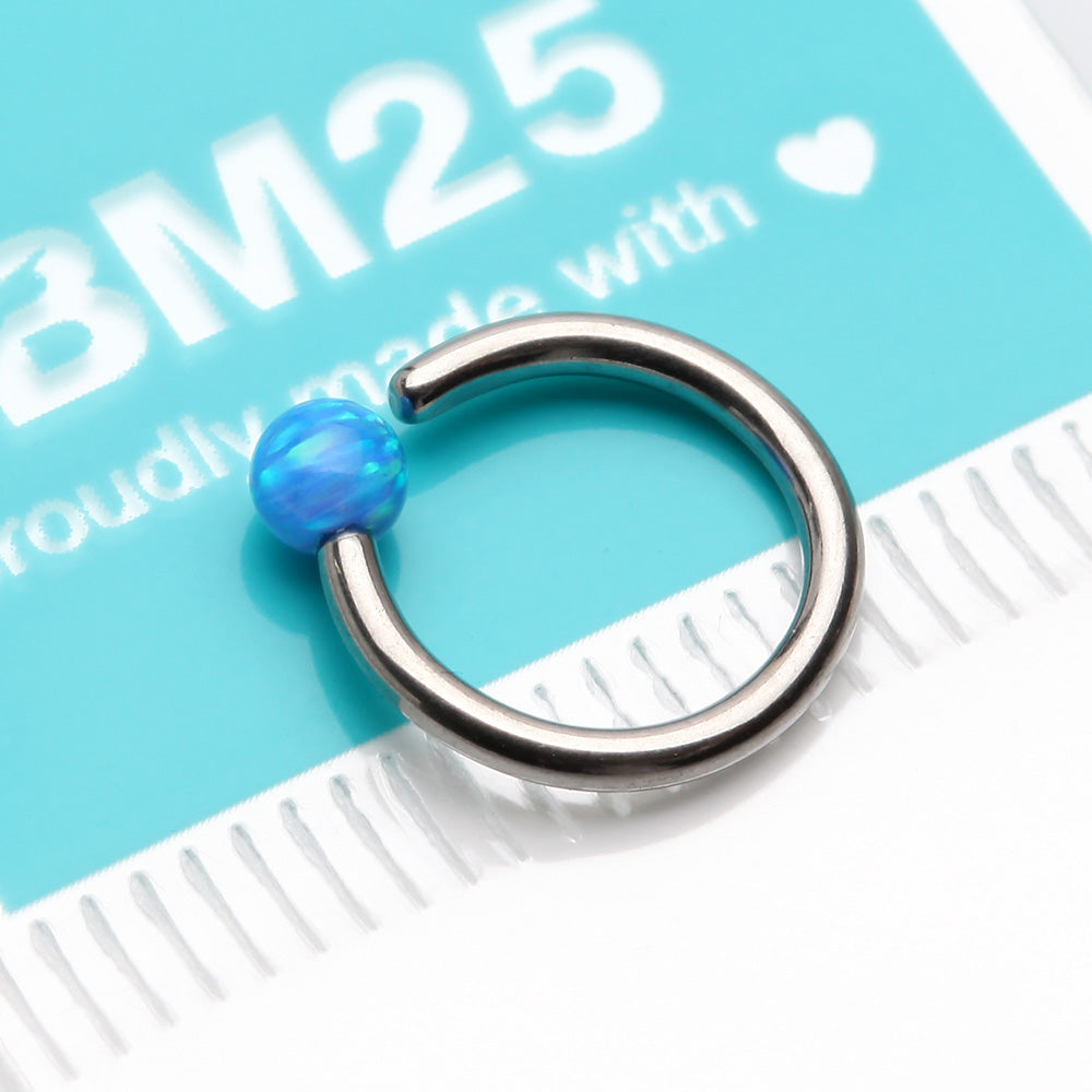 Detail View 3 of Fire Opal Basic Bendable Twist Hoop Ring-Blue