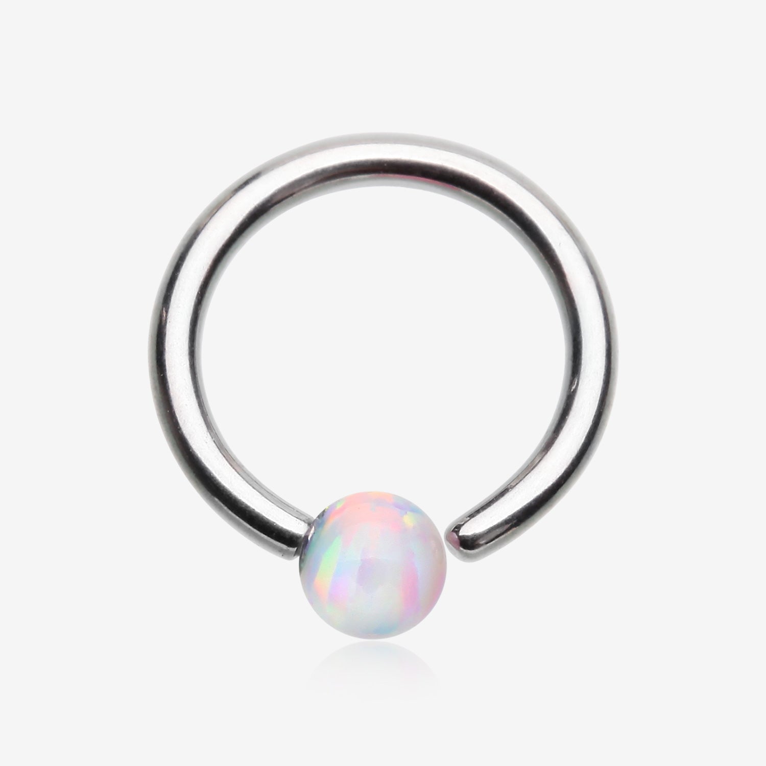 Fire Opal Basic Bendable Twist Hoop Ring-White