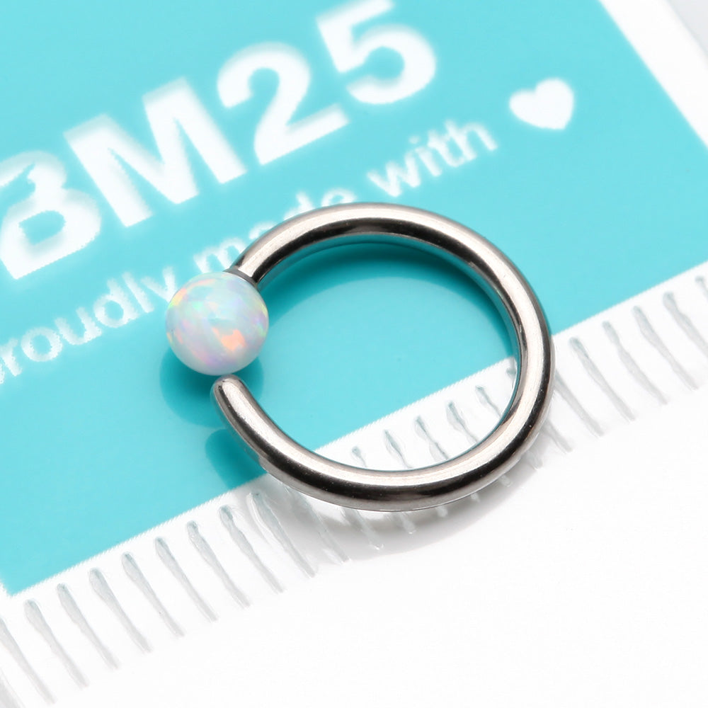 Detail View 3 of Fire Opal Basic Bendable Twist Hoop Ring-White