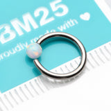 Detail View 3 of Fire Opal Basic Bendable Twist Hoop Ring-White