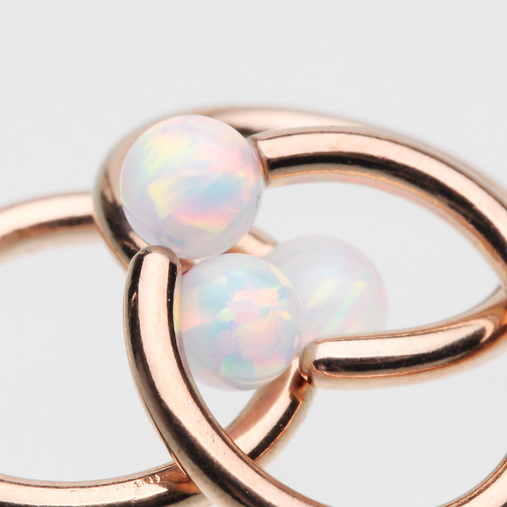Detail View 2 of Rose Gold Fire Opal Basic Bendable Twist Hoop Ring-White