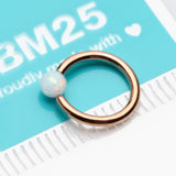 Detail View 3 of Rose Gold Fire Opal Basic Bendable Twist Hoop Ring-White