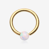 Golden Fire Opal Basic Bendable Twist Hoop Ring