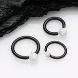 Detail View 1 of Blackline Fire Opal Basic Bendable Twist Hoop Ring-White