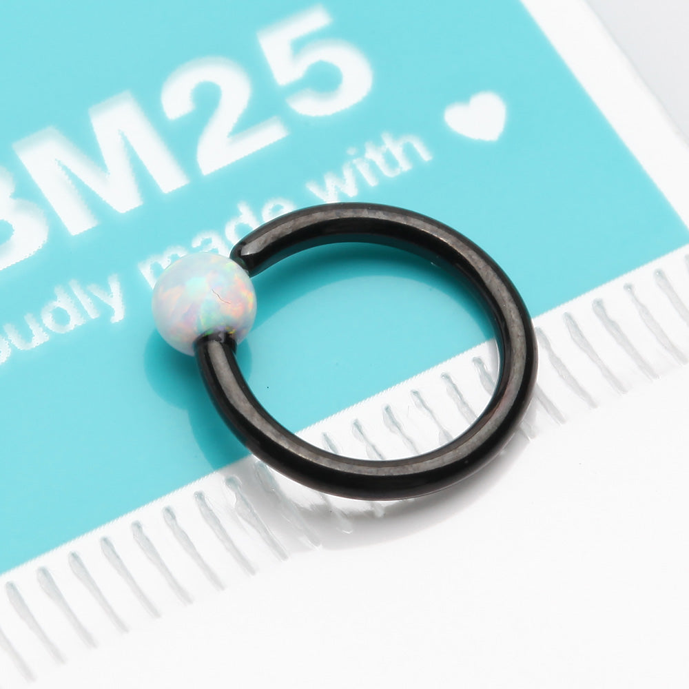 Detail View 3 of Blackline Fire Opal Basic Bendable Twist Hoop Ring-White