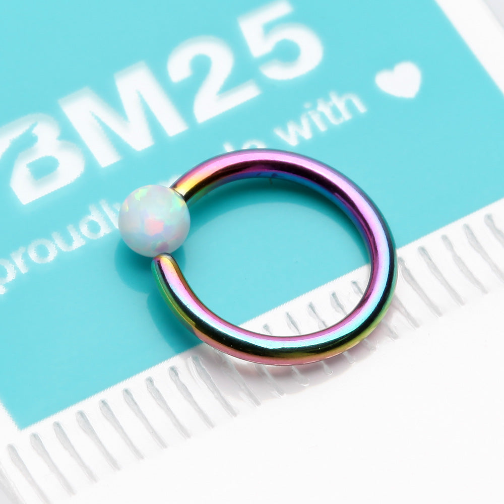 Detail View 3 of Colorline Fire Opal Basic Bendable Twist Hoop Ring-White