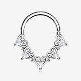 Royal Heart Filigree Sparkle Bendable Hoop Ring