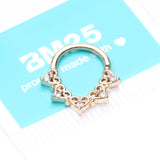 Detail View 4 of Golden Royal Heart Filigree Sparkle Bendable Hoop Ring-Clear Gem