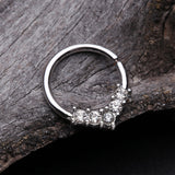 Detail View 1 of Brilliant Sparkle Chevron Bendable Hoop Ring-Clear Gem
