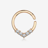 Rose Gold Brilliant Sparkle Chevron Bendable Hoop Ring