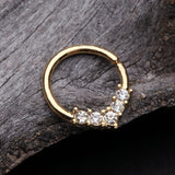 Detail View 1 of Golden Brilliant Sparkle Chevron Bendable Hoop Ring-Clear Gem