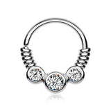 Trine Essence Sparkle Bendable Seamless Hoop Ring-Clear Gem