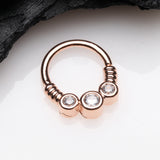 Detail View 1 of Rose Gold Trine Essence Sparkle Bendable Seamless Hoop Ring-Clear Gem