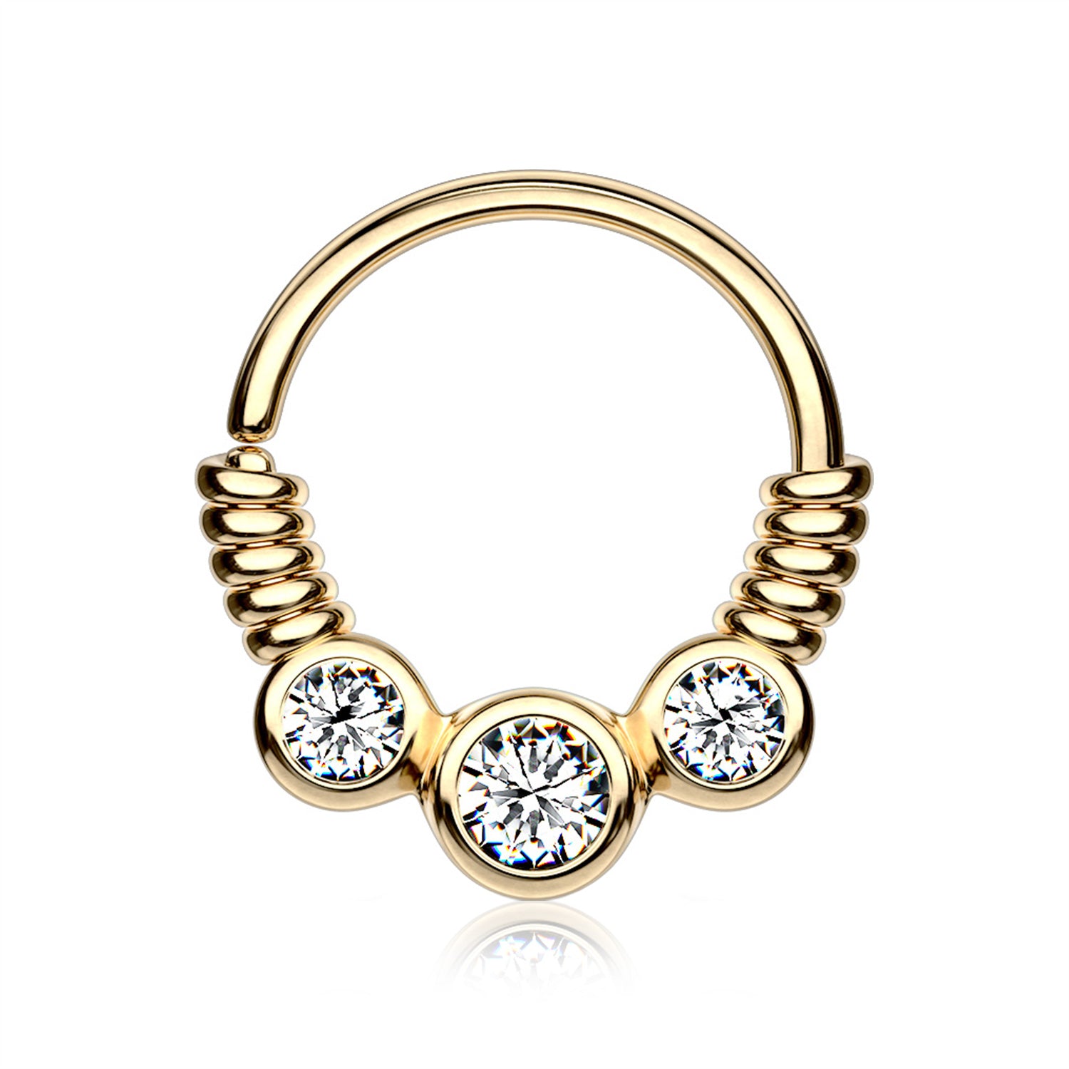 Golden Trine Essence Sparkle Bendable Seamless Hoop Ring-Clear Gem