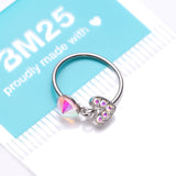 Detail View 3 of Aurora Prism Heart Sparkle Dangle Bendable Hoop Ring-Aurora Borealis
