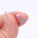 Detail View 2 of Aurora Prism Heart Sparkle Dangle Bendable Hoop Ring-Aurora Borealis