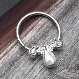 Detail View 1 of Radiant Kao Teardrop Sparkle Bendable Twist Hoop Ring-Clear Gem