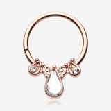 Rose Gold Radiant Kao Teardrop Sparkle Bendable Twist Hoop Ring