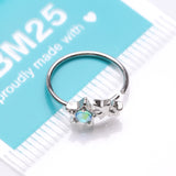 Detail View 3 of Cascading Shooting Star Iridescent Sparkle Bendable Hoop Ring-Aqua/Aurora Borealis