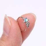 Detail View 2 of Cascading Shooting Star Iridescent Sparkle Bendable Hoop Ring-Aqua/Aurora Borealis