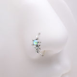 Detail View 1 of Cascading Shooting Star Iridescent Sparkle Bendable Hoop Ring-Aqua/Aurora Borealis