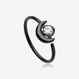 Blackline Midnight Crescent Moon Sparkle Bendable Hoop Ring