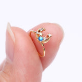 Detail View 2 of Golden Mystic Opalescent Crescent Moon and Star Sparkle Bendable Hoop Ring-Clear Gem/Blue