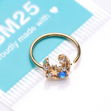 Detail View 3 of Golden Mystic Opalescent Crescent Moon and Star Sparkle Bendable Hoop Ring-Clear Gem/Blue
