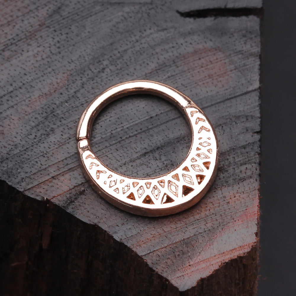 Detail View 2 of Rose Gold Ceres Filigree Septum Twist Loop Ring