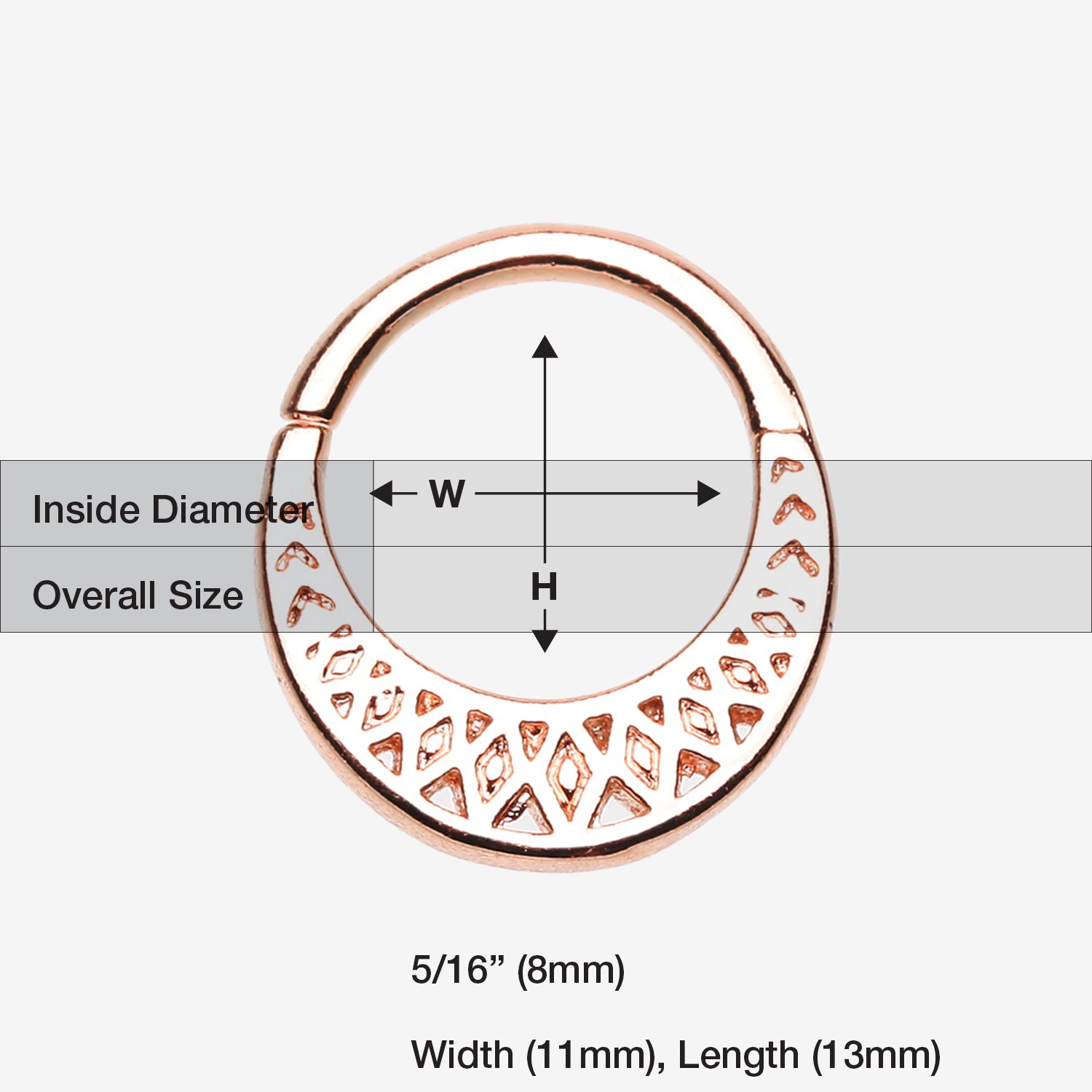 Detail View 1 of Rose Gold Ceres Filigree Septum Twist Loop Ring