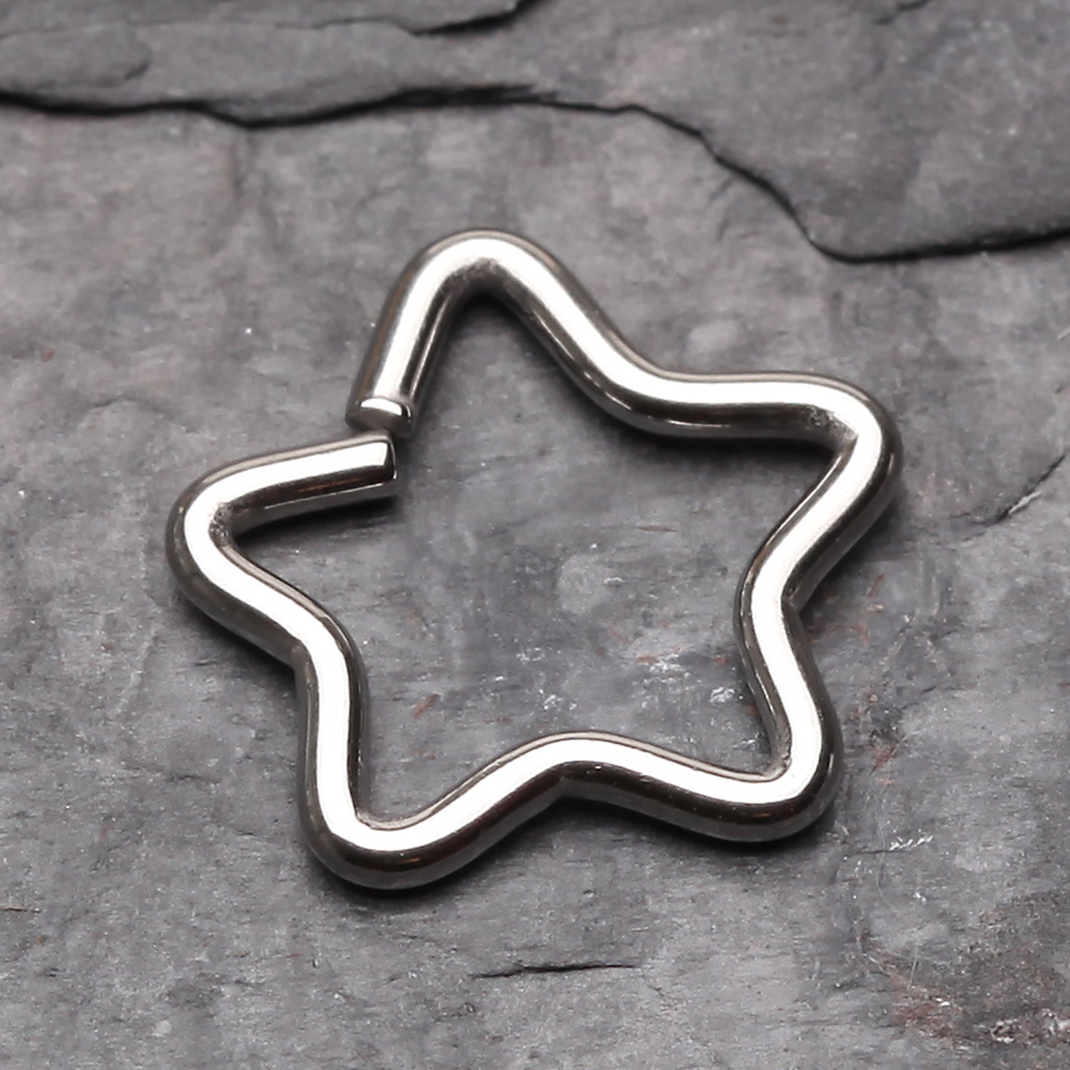 Detail View 1 of Star Hoop Cartilage Tragus Earring-Steel