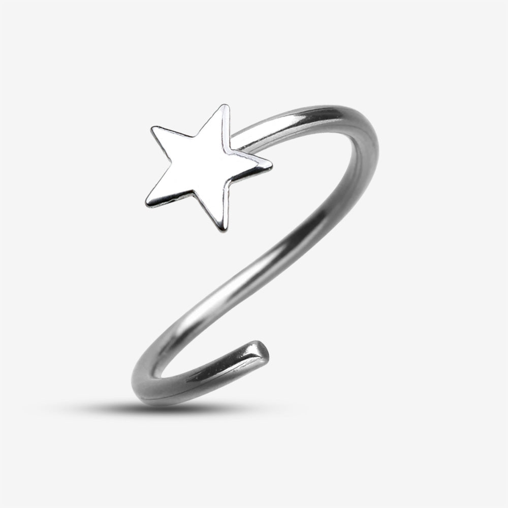 Detail View 2 of Star Bendable Nose Hoop-Steel