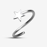 Detail View 2 of Star Bendable Nose Hoop-Steel