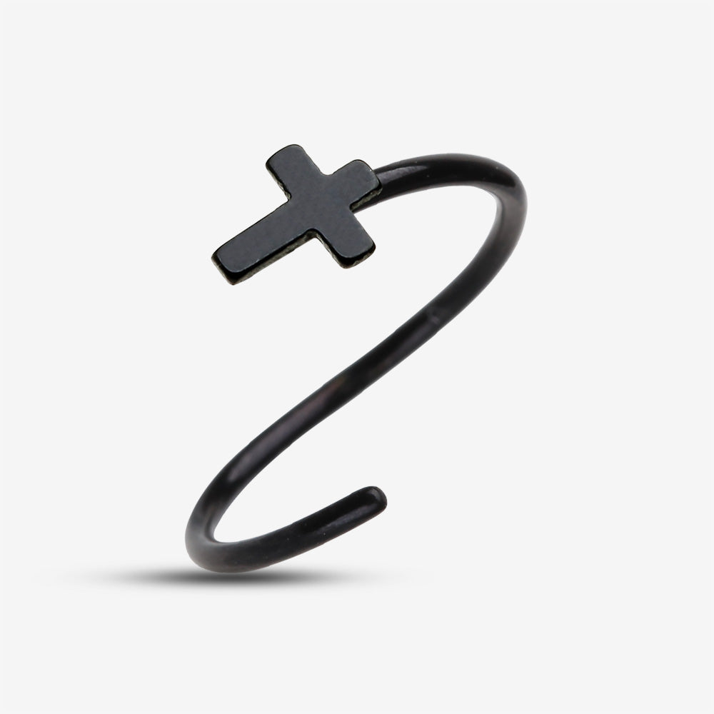 Detail View 2 of Colorline Cross Bendable Nose Hoop-Black