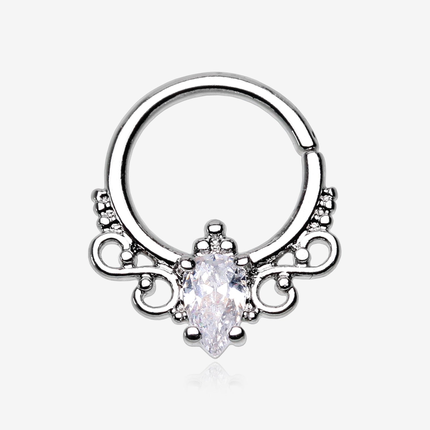 Princess Filigree Sparkle Septum Twist Loop Ring-Clear Gem