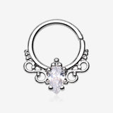 Princess Filigree Sparkle Septum Twist Loop Ring-Clear Gem