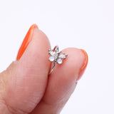 Detail View 2 of Opalescent Butterfly Sparkle Bendable Hoop Ring-Clear Gem/White