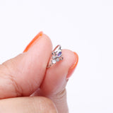 Detail View 2 of Victorian Filigree Aurora Sparkle Bendable Hoop Ring-Aurora Borealis/Clear/White