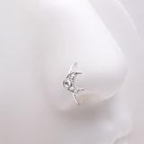 Detail View 1 of Lacey Crescent Moon Sparkle Bendable Hoop Ring-Clear Gem