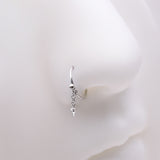 Detail View 1 of Steel Ball Dangle Chained Spike Bendable Hoop Ring