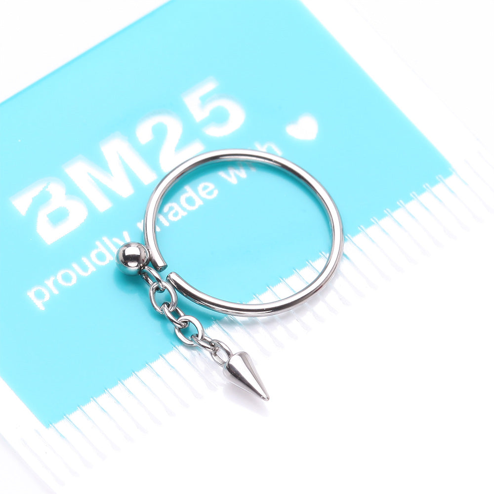 Detail View 3 of Steel Ball Dangle Chained Spike Bendable Hoop Ring