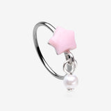Kawaii Pop Fluffy Star Pearlescent Dangle Bendable Hoop Ring